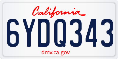 CA license plate 6YDQ343