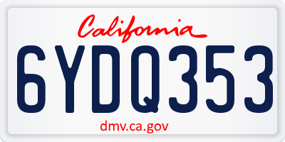 CA license plate 6YDQ353
