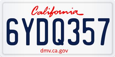 CA license plate 6YDQ357