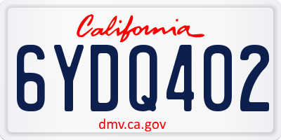 CA license plate 6YDQ402