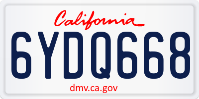 CA license plate 6YDQ668