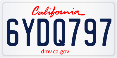 CA license plate 6YDQ797