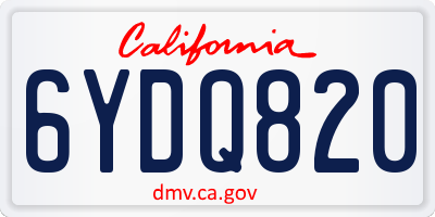 CA license plate 6YDQ820