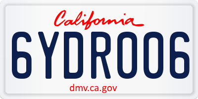 CA license plate 6YDR006