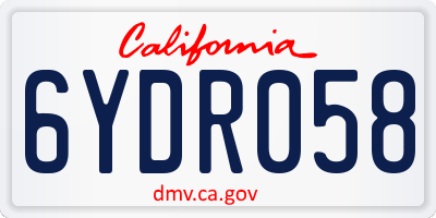CA license plate 6YDR058
