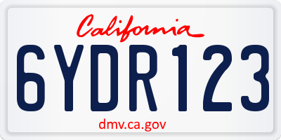 CA license plate 6YDR123
