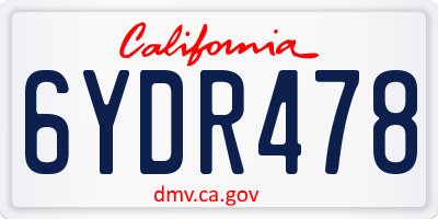 CA license plate 6YDR478