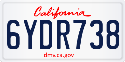 CA license plate 6YDR738