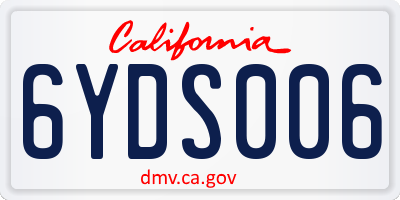 CA license plate 6YDS006