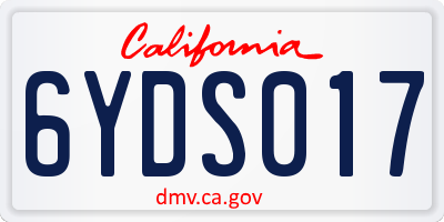 CA license plate 6YDS017