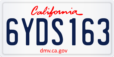 CA license plate 6YDS163
