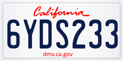 CA license plate 6YDS233