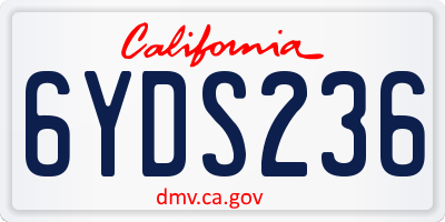 CA license plate 6YDS236