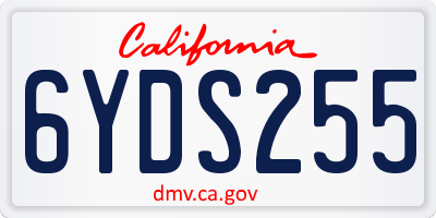 CA license plate 6YDS255