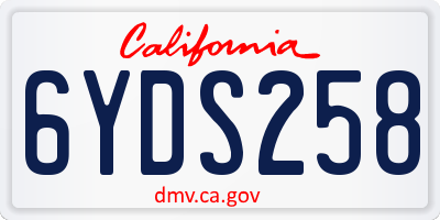CA license plate 6YDS258
