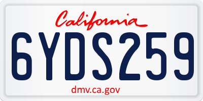 CA license plate 6YDS259