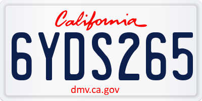 CA license plate 6YDS265