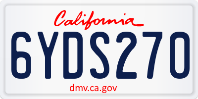 CA license plate 6YDS270