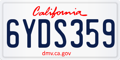 CA license plate 6YDS359
