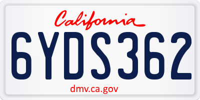 CA license plate 6YDS362