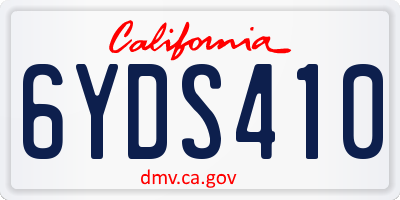 CA license plate 6YDS410