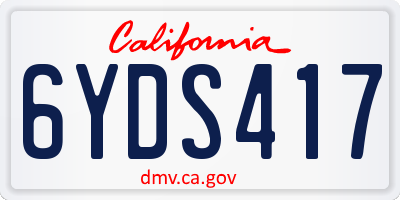 CA license plate 6YDS417