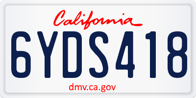 CA license plate 6YDS418