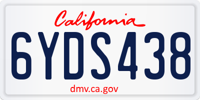 CA license plate 6YDS438