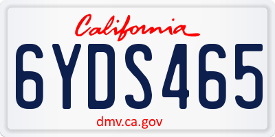 CA license plate 6YDS465