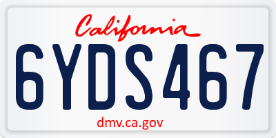CA license plate 6YDS467