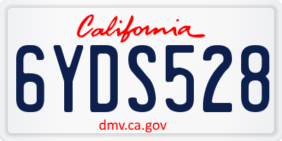 CA license plate 6YDS528