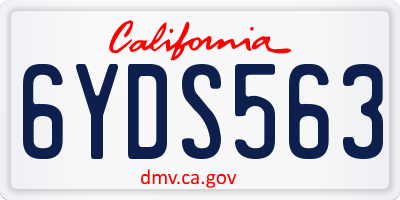 CA license plate 6YDS563