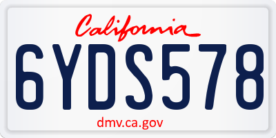 CA license plate 6YDS578
