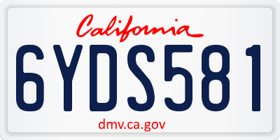 CA license plate 6YDS581