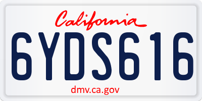 CA license plate 6YDS616