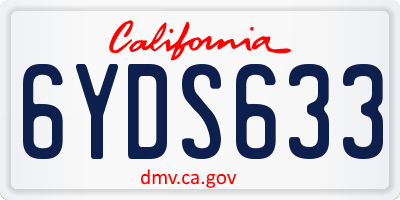 CA license plate 6YDS633