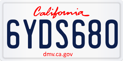 CA license plate 6YDS680