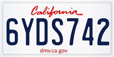CA license plate 6YDS742