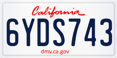 CA license plate 6YDS743