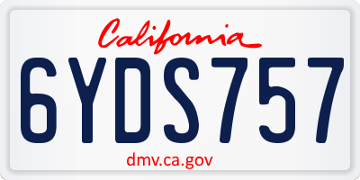 CA license plate 6YDS757