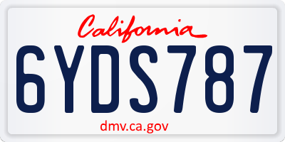 CA license plate 6YDS787