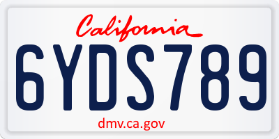 CA license plate 6YDS789
