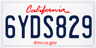 CA license plate 6YDS829