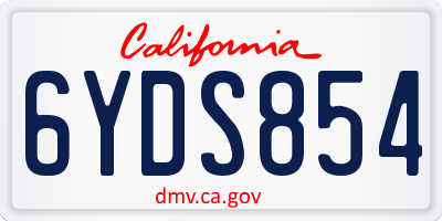 CA license plate 6YDS854