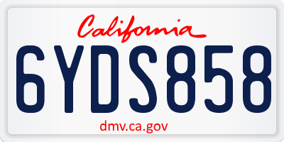 CA license plate 6YDS858