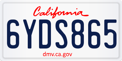 CA license plate 6YDS865