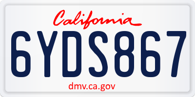CA license plate 6YDS867
