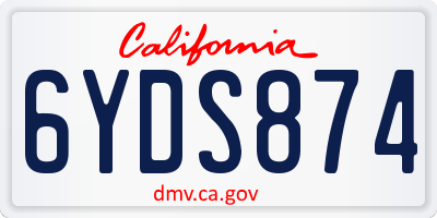 CA license plate 6YDS874