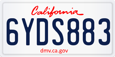 CA license plate 6YDS883