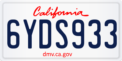 CA license plate 6YDS933